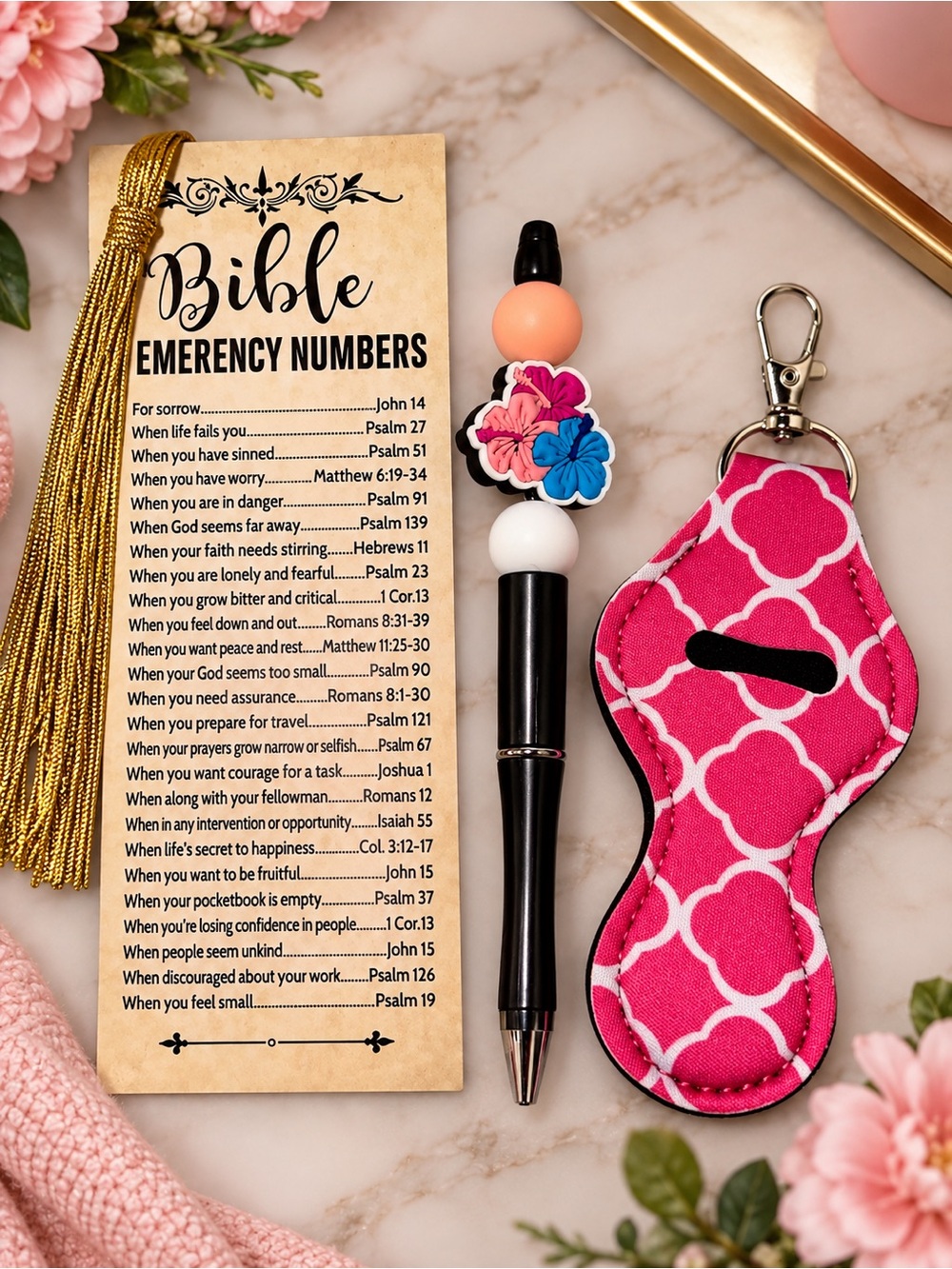 Pink Patterned Lipstick Key & Card Holder Keychain